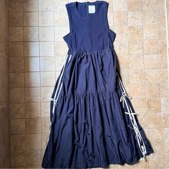 Anthropologie Dresses & Skirts - Daily Practice Bowline Midi Dress Anthropologie Track Stripe Side Ties Pockets